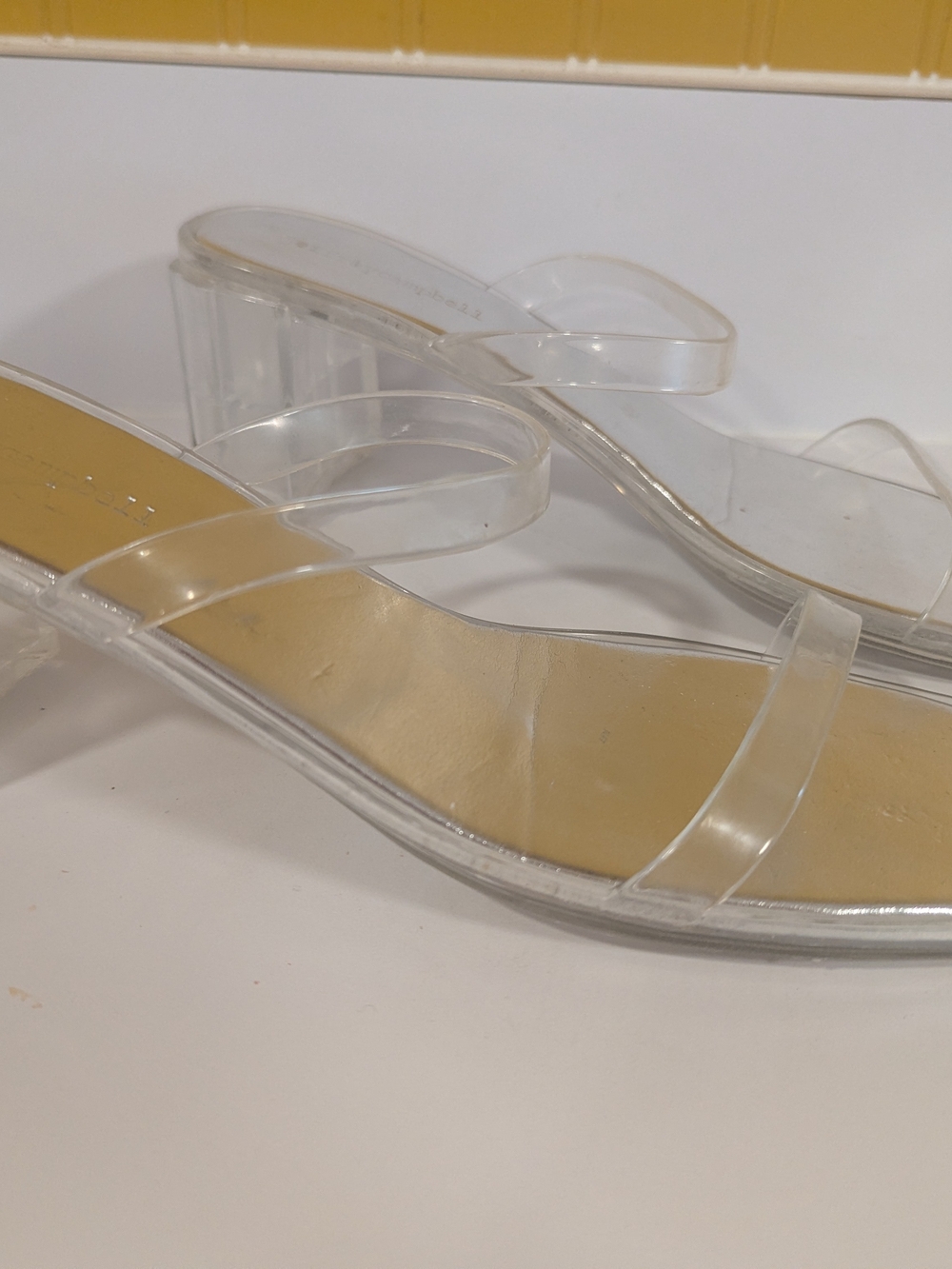 Jeffrey Campbell Jamm Transparent Clear Heel Sandals Mules Size 9 Lucite - Picture 3 of 4